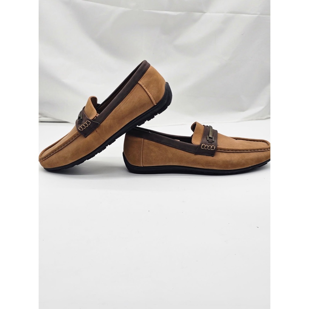 Samuel Joseph Loafers Mens Size 12 Tan Excellent Driving Mocs Metal Bit Detail